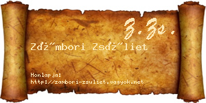 Zámbori Zsüliet névjegykártya